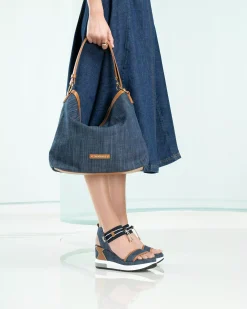 Borsa Hobo da Donna in Tessuto e Materiale Tecnico