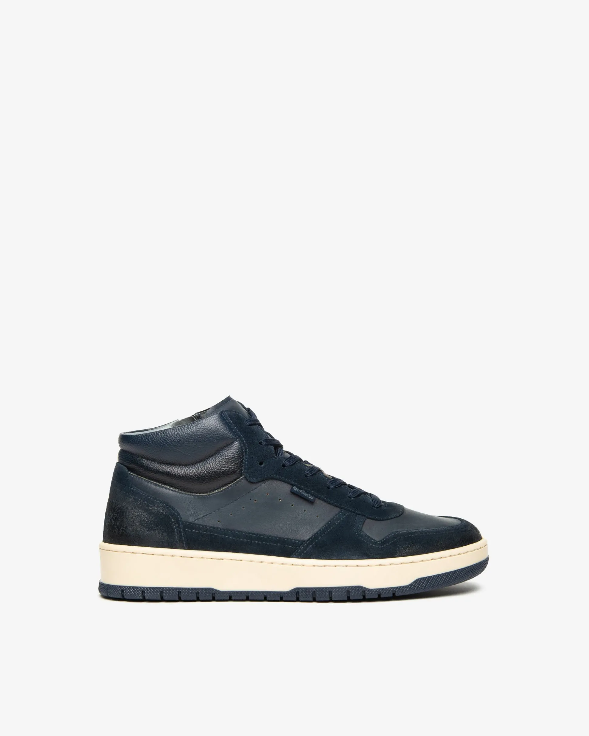 Sneakers Alta Uomo in Pelle e Camoscio