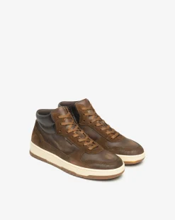 Sneakers Alta Uomo in Pelle e Camoscio