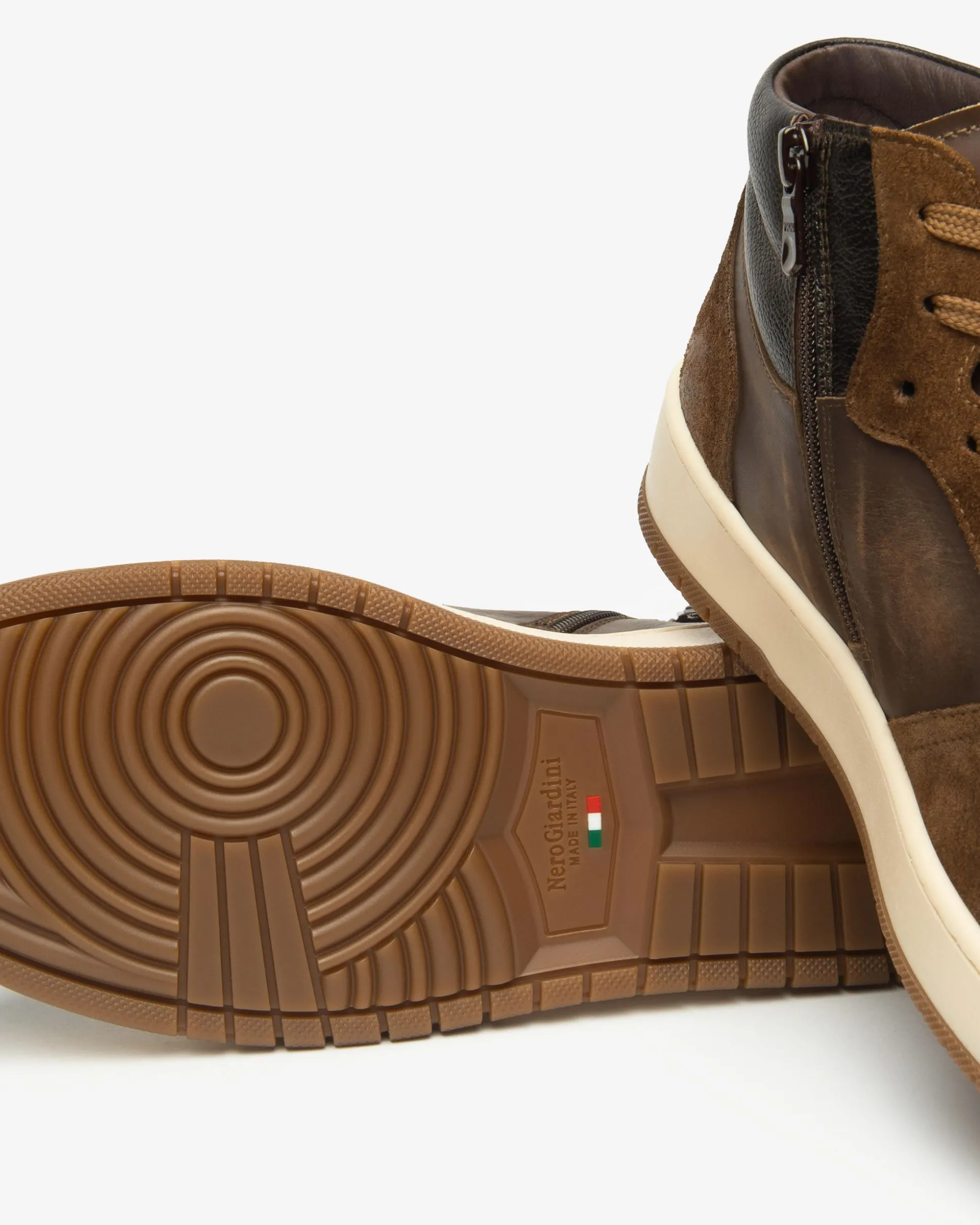 Sneakers Alta Uomo in Pelle e Camoscio