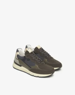 Sneakers Uomo in Camoscio, Pelle e Tela