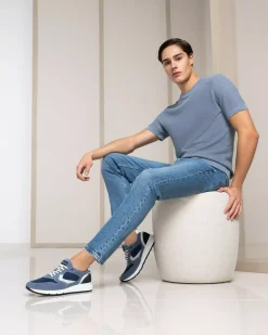 Sneakers Uomo in Camoscio, Pelle e Tela