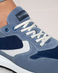 Sneakers Uomo in Camoscio, Pelle e Tela