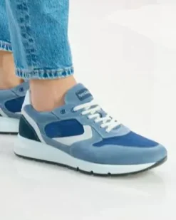 Sneakers Uomo in Camoscio, Pelle e Tela