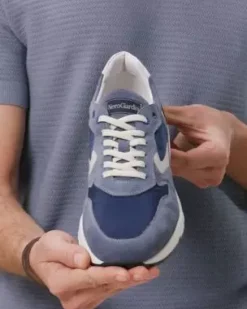 Sneakers Uomo in Camoscio, Pelle e Tela