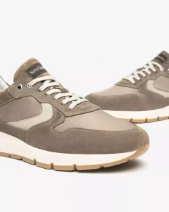 Sneakers Uomo in Camoscio, Pelle e Tela