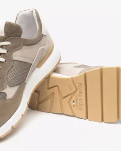 Sneakers Uomo in Pelle, Camoscio e Tela