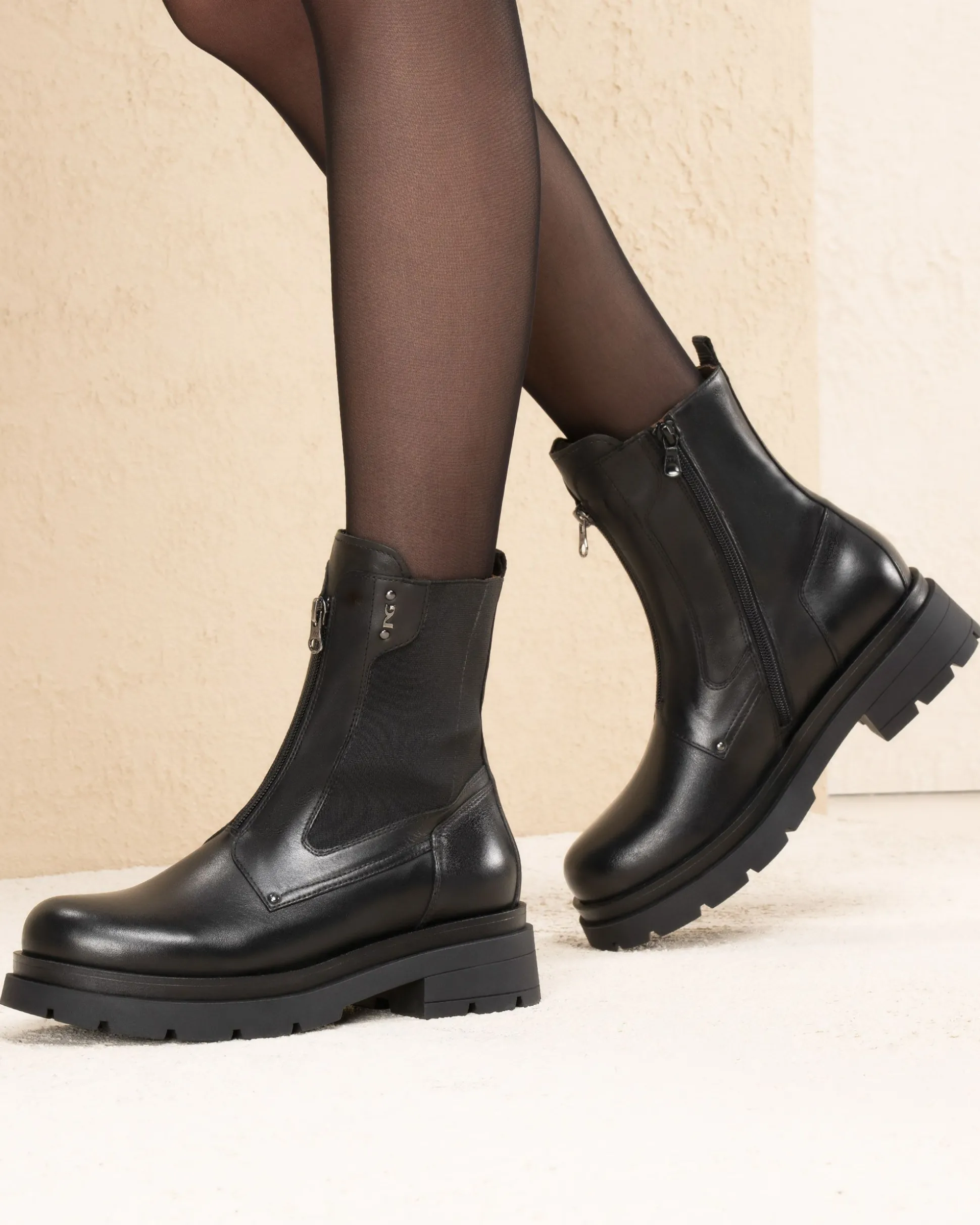 Stivaletti Chelsea Donna in Pelle e Tessuto